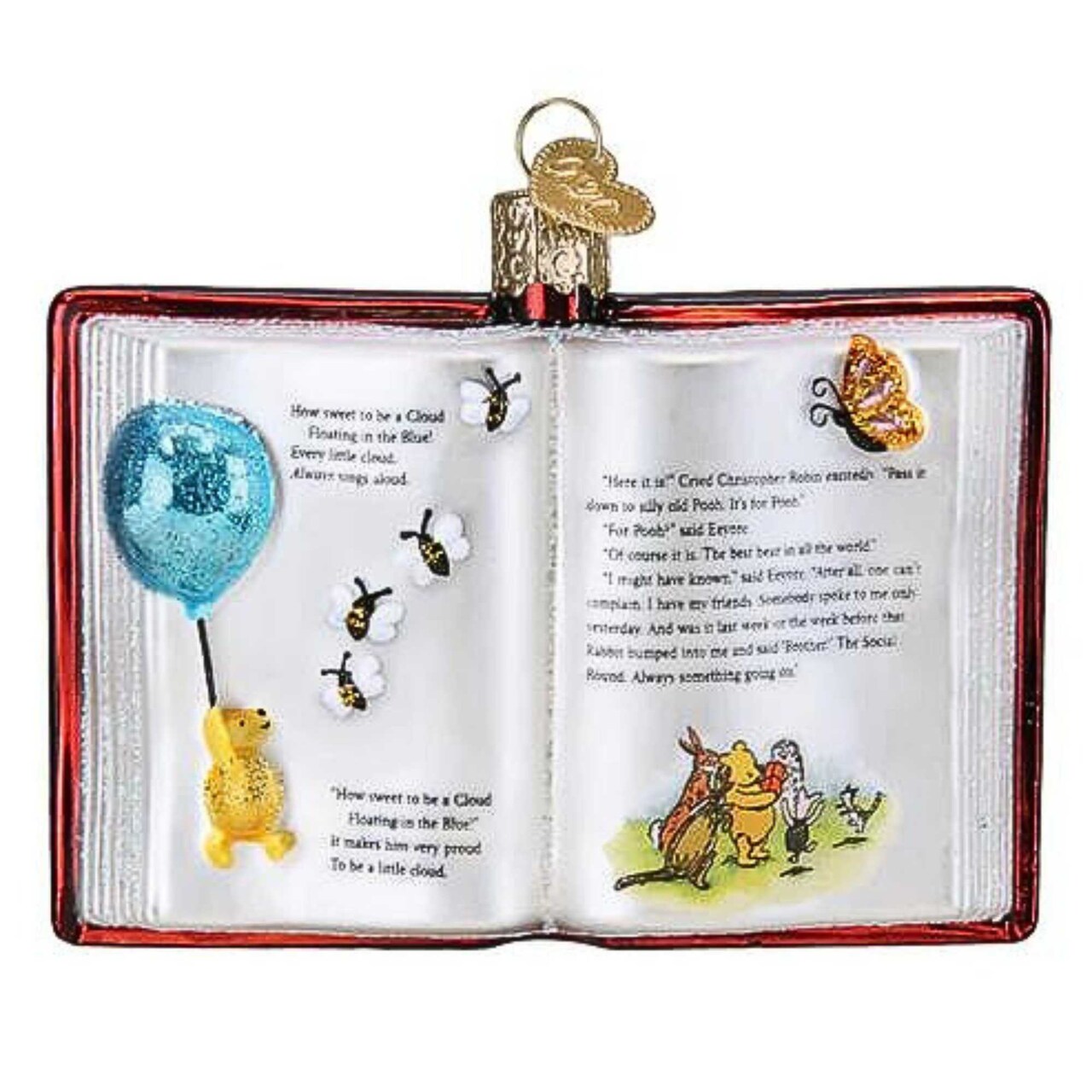Old World Christmas 3.0 Inch Winnie The Pooh Book Christmas Tree Ornament , Children's Story Teddy Bear